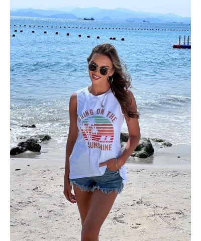 Women Graphic Tank Tops Loose Fit Summer Sleeveless Tee Shirts Casual Crew Neck Basic Blouses W2-sunshine $10.81 Tanks