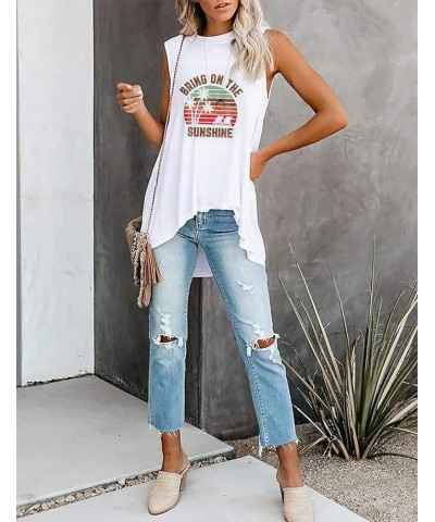 Women Graphic Tank Tops Loose Fit Summer Sleeveless Tee Shirts Casual Crew Neck Basic Blouses W2-sunshine $10.81 Tanks