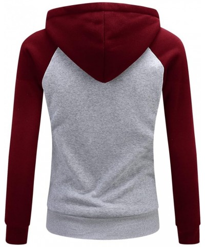 Hoodies for Women Winter Fleece Sweatshirt - Full Zip Up Thick Sherpa Lined N06-winered Grey（fleece Lined Sleeves） $23.45 Jac...