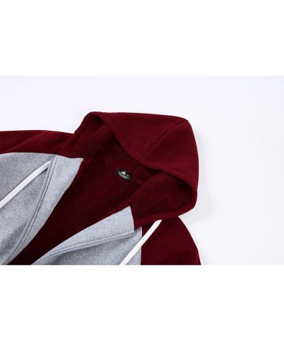 Hoodies for Women Winter Fleece Sweatshirt - Full Zip Up Thick Sherpa Lined N06-winered Grey（fleece Lined Sleeves） $23.45 Jac...