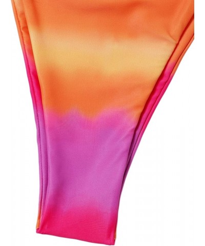 Women's Sexy Bathing Suits Halter Bikini Top Tie Dye Two Piece Swimsuits Orange Pink $14.00 Swimsuits