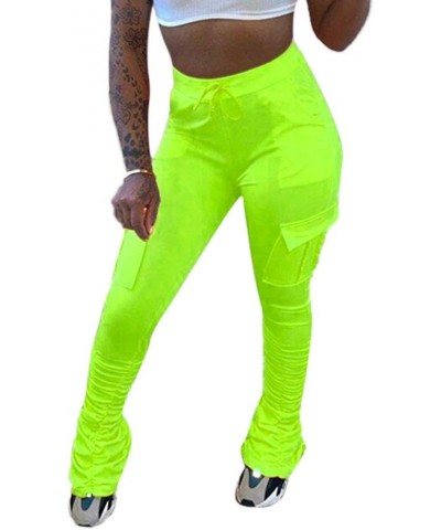 Women's Stacked Leggings Pants,Casual Bell Bottom Yoga Pants Ruched Jogging Sweatpants A-green $19.79 Leggings