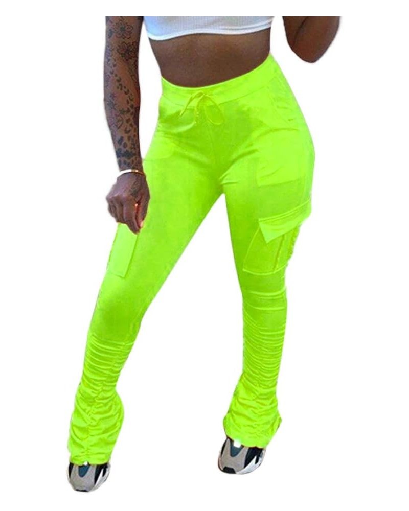 Women's Stacked Leggings Pants,Casual Bell Bottom Yoga Pants Ruched Jogging Sweatpants A-green $19.79 Leggings