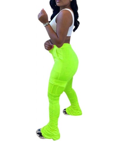 Women's Stacked Leggings Pants,Casual Bell Bottom Yoga Pants Ruched Jogging Sweatpants A-green $19.79 Leggings