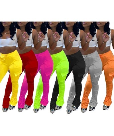 Women's Stacked Leggings Pants,Casual Bell Bottom Yoga Pants Ruched Jogging Sweatpants A-green $19.79 Leggings