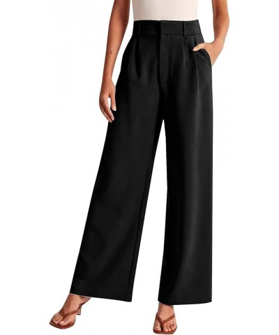 Flare Leggings for Women Women's Trousers Solid Color Thin Pocket High Waist Wide Leg Pants Suit Casual Ladies Warm up Black ...