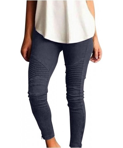 Womens Cotton Jeggings for Women High Waisted Stretch Skinny Moto Biker Leggings Pleated Slim Pull-On Pencil Pants Bu2 $11.12...