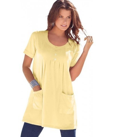 Women's Plus Size Two-Pocket Soft Knit Tunic Long T-Shirt Tops Banana $15.50 Tops