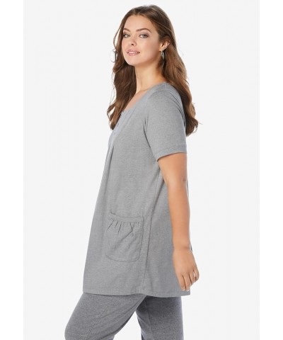 Women's Plus Size Two-Pocket Soft Knit Tunic Long T-Shirt Tops Banana $15.50 Tops