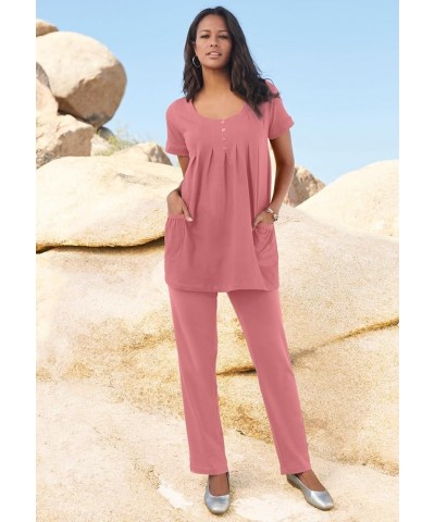 Women's Plus Size Two-Pocket Soft Knit Tunic Long T-Shirt Tops Banana $15.50 Tops