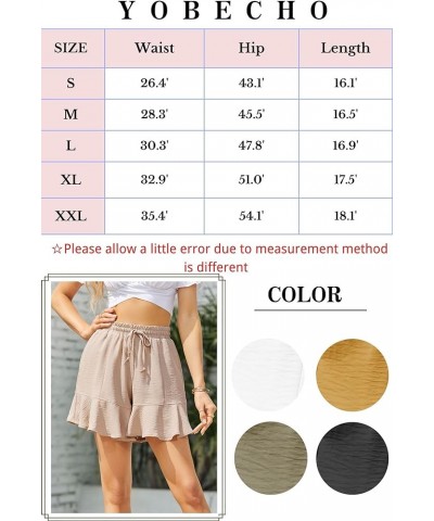 Womens High Waisted Ruffle Shorts Wide Leg Drawstring Short Pants with Pockets Khaki $10.79 Activewear