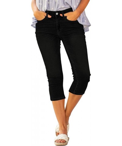 Womens Capri Jeans for Women High Waisted Skinny Ripped Jean Denim Pants True Black $17.16 Jeans