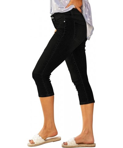 Womens Capri Jeans for Women High Waisted Skinny Ripped Jean Denim Pants True Black $17.16 Jeans