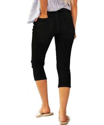 Womens Capri Jeans for Women High Waisted Skinny Ripped Jean Denim Pants True Black $17.16 Jeans