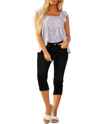 Womens Capri Jeans for Women High Waisted Skinny Ripped Jean Denim Pants True Black $17.16 Jeans