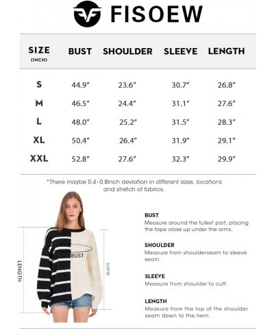 Womens Striped Pullover Sweater Crew Neck Long Sleeve Knitted Color Block Casual Loose Lightweight Sweaters for Women Navy Bl...