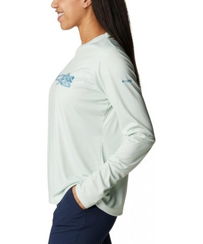 Women's Tidal Tee PFG Stacked Logo Ls Light Lime/Kona Fill $16.86 Activewear