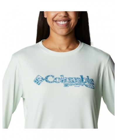 Women's Tidal Tee PFG Stacked Logo Ls Light Lime/Kona Fill $16.86 Activewear