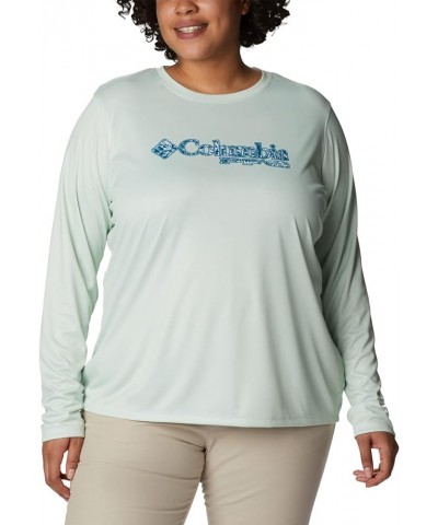 Women's Tidal Tee PFG Stacked Logo Ls Light Lime/Kona Fill $16.86 Activewear