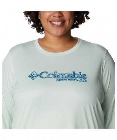 Women's Tidal Tee PFG Stacked Logo Ls Light Lime/Kona Fill $16.86 Activewear