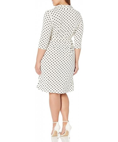 Women's Three-Quarter-Sleeve Faux Wrap Dress Whtdot $12.32 Dresses