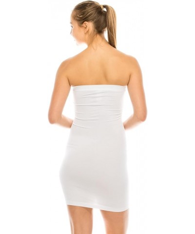 Women’s Strapless Mini Dress - Sleeveless Bodycon Sexy Stretchy Tube Top Slip, UPF 50+ (Made in USA) White $8.60 Lingerie