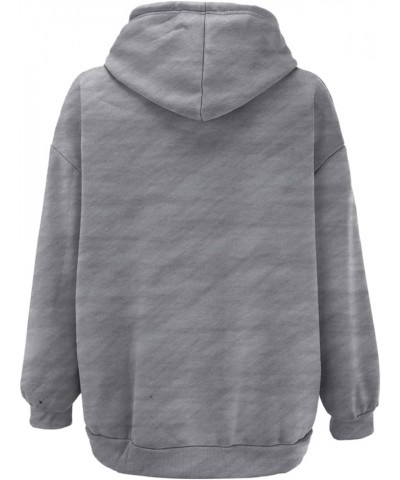 Women's Full-Zip Hooded Sweatshirt,Fall Jacket Oversized,Casual Drawstring Zip Up Y2K Hoodie with Pocket New-3-dark Gray $8.6...