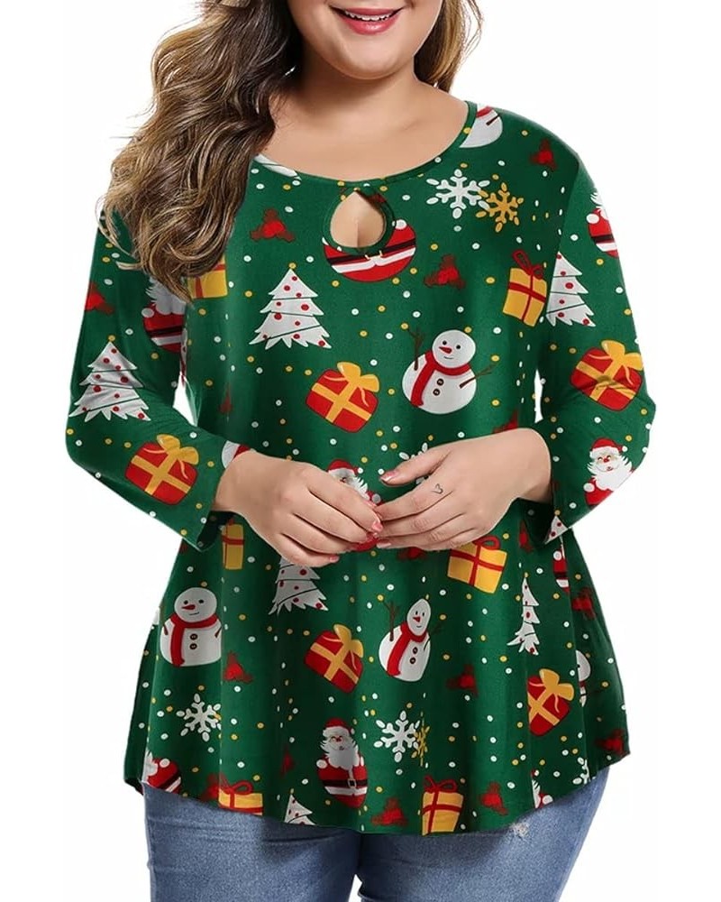 Womens Plus Size 3/4 Sleeve Casual Loose Keyhole Sexy Tunic Tops Basic Tee Shirts Christmas02 $13.24 Tops