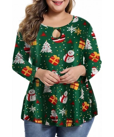 Womens Plus Size 3/4 Sleeve Casual Loose Keyhole Sexy Tunic Tops Basic Tee Shirts Christmas02 $13.24 Tops