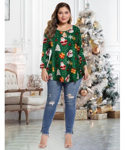 Womens Plus Size 3/4 Sleeve Casual Loose Keyhole Sexy Tunic Tops Basic Tee Shirts Christmas02 $13.24 Tops