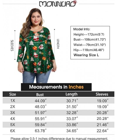 Womens Plus Size 3/4 Sleeve Casual Loose Keyhole Sexy Tunic Tops Basic Tee Shirts Christmas02 $13.24 Tops