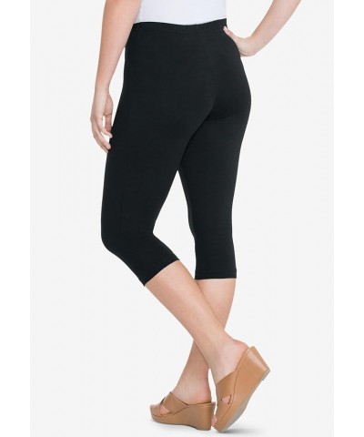 Women's Plus Size Essential Stretch Capri Legging Activewear Workout Yoga Pants Black Open Texture $18.54 Leggings