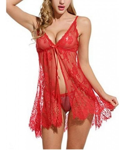 Sexy Lingerie for Women Naughty Plus Size Chemise Nightgowns Exotic Lingerie Sets Teddy Babydoll Valentines Lingerie Red $9.8...