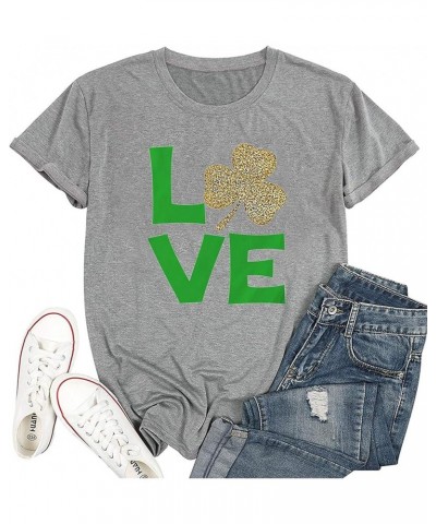 St Patricks Day Shirt Women Shamrock Lucky T-Shirts Cute Irish Lucky Shirts Short Sleeve Lucky St Patricks Day Shirt Gray $7....