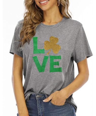 St Patricks Day Shirt Women Shamrock Lucky T-Shirts Cute Irish Lucky Shirts Short Sleeve Lucky St Patricks Day Shirt Gray $7....