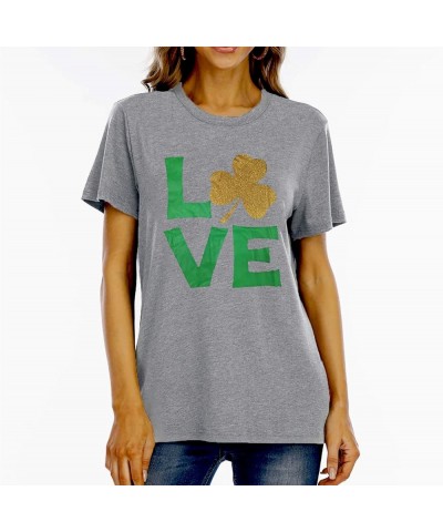 St Patricks Day Shirt Women Shamrock Lucky T-Shirts Cute Irish Lucky Shirts Short Sleeve Lucky St Patricks Day Shirt Gray $7....