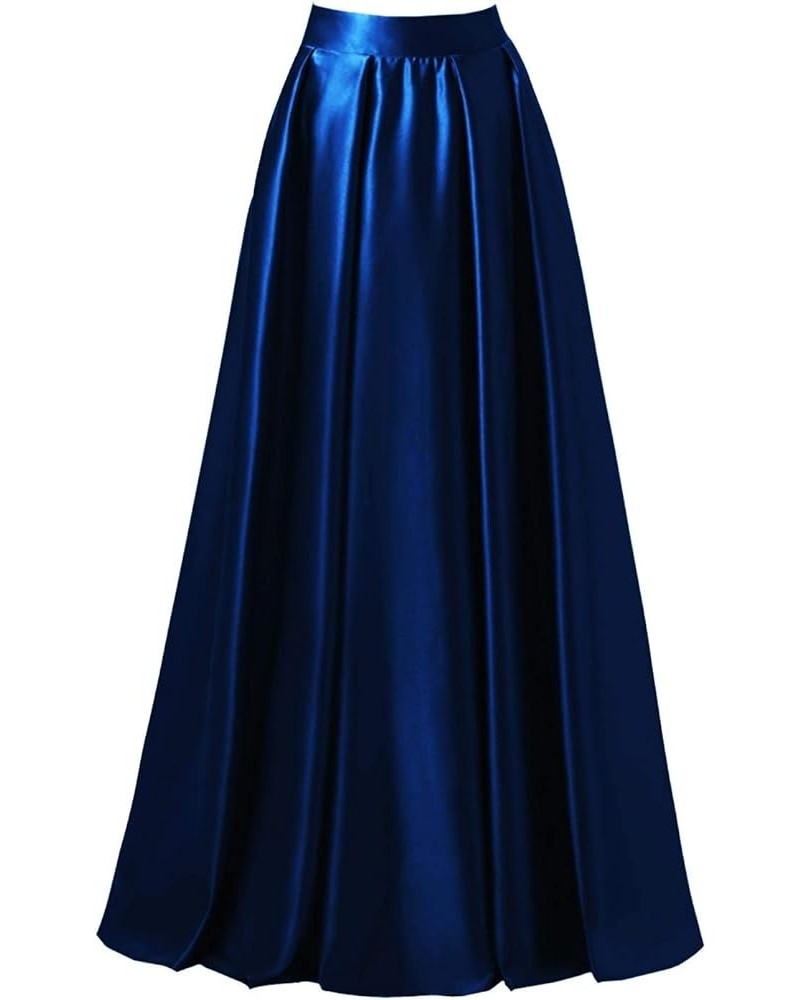 Diydress Women’s Satin Flared Swing Maxi Skirt Long Floor Length High Waist Fomal Prom Party Skirts with Pockets Royal Blue $...