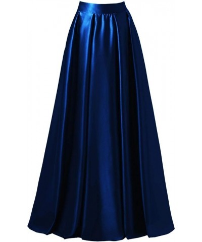 Diydress Women’s Satin Flared Swing Maxi Skirt Long Floor Length High Waist Fomal Prom Party Skirts with Pockets Royal Blue $...