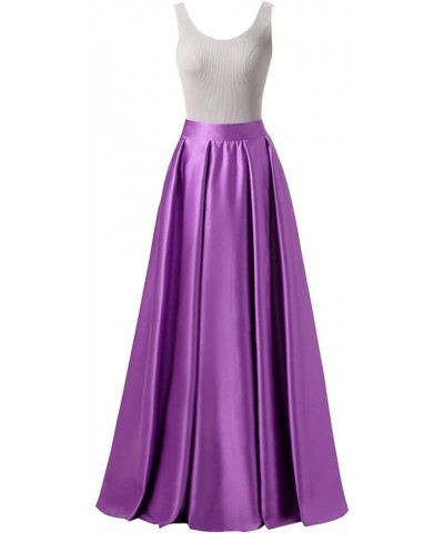 Diydress Women’s Satin Flared Swing Maxi Skirt Long Floor Length High Waist Fomal Prom Party Skirts with Pockets Royal Blue $...