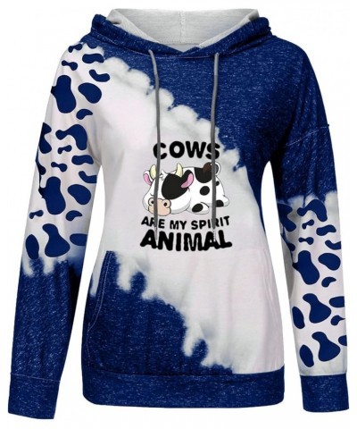 Women Moody Cow Hoodie Sweatshirts, Women's Cute Color Block Thin Hoodies Long Sleeve Pullover Tops Shirts 1-blue $5.00 Activ...