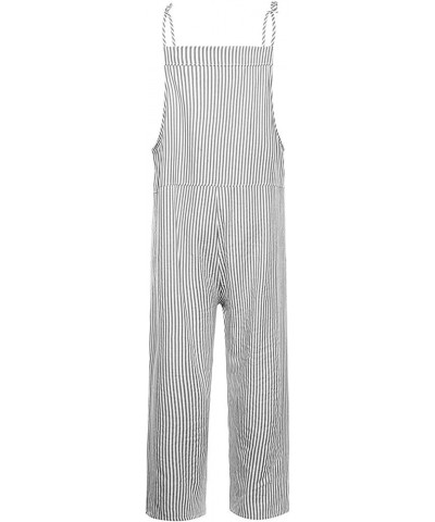 Rompers for Women Summer Womens Baggy Adjustable Suspender Overall Jumpsuit Harem Romper with Pockets Z-2-grey $5.71 Overalls