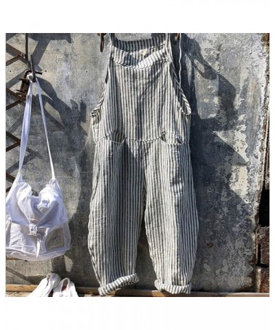 Rompers for Women Summer Womens Baggy Adjustable Suspender Overall Jumpsuit Harem Romper with Pockets Z-2-grey $5.71 Overalls