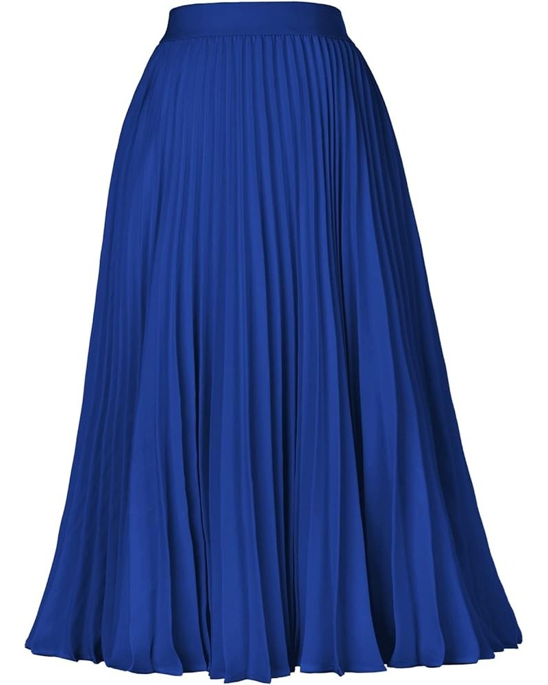 Women's High Waist Pleated A-Line Swing Skirt KK659 Dark Blue $18.45 Skirts