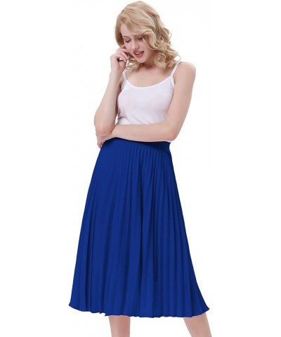 Women's High Waist Pleated A-Line Swing Skirt KK659 Dark Blue $18.45 Skirts