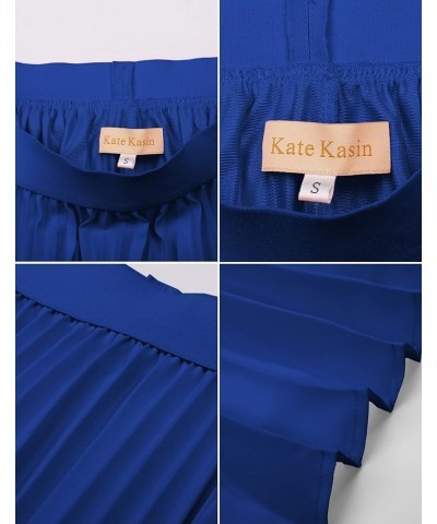 Women's High Waist Pleated A-Line Swing Skirt KK659 Dark Blue $18.45 Skirts