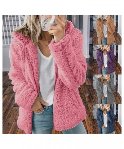 Women Winter Thick Jacket Fuzzy Faux Shearling Wool Warm Lapel Zipper Coat Parka R3-dark Gray $16.63 Coats