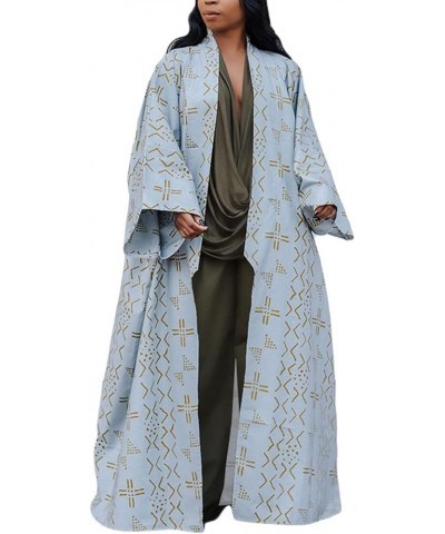 Women African Open Front Cardigan Dresses Oversized Floral Print Long Sleeve Kimono Beach Swimsuit Cover Up Coats Dy6943-ligh...