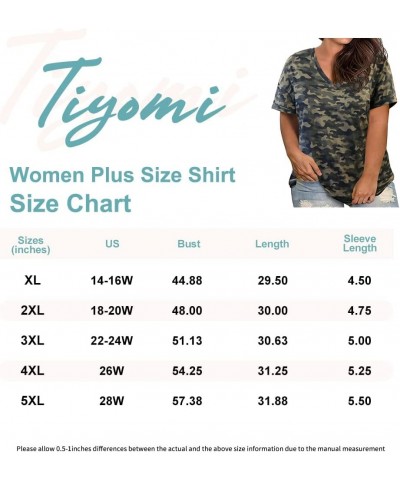 Plus Size T Shirt for Women Short Sleeve Loose Casual Blouse Soft Tops Tie Dye Print Soild Color Shirts XL-5XL 14-28 1_camo P...