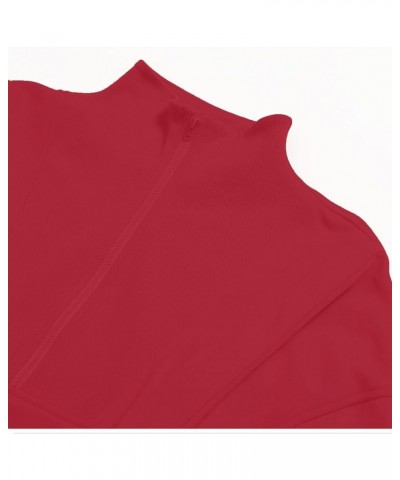 Womens Cropped Sweatshirt Long Sleeve Half Zip Loose Workout Crop Athletic Jacket Wine Red $13.74 Jackets