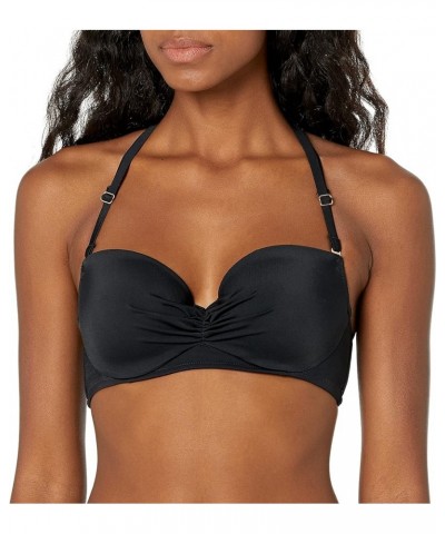 Women's Light Lined Medallion Back Swimsuit Bikini Top Black Hue $22.69 Swimsuits